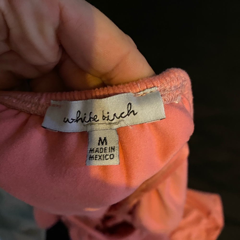 Pink white birch off the shoulder tank top